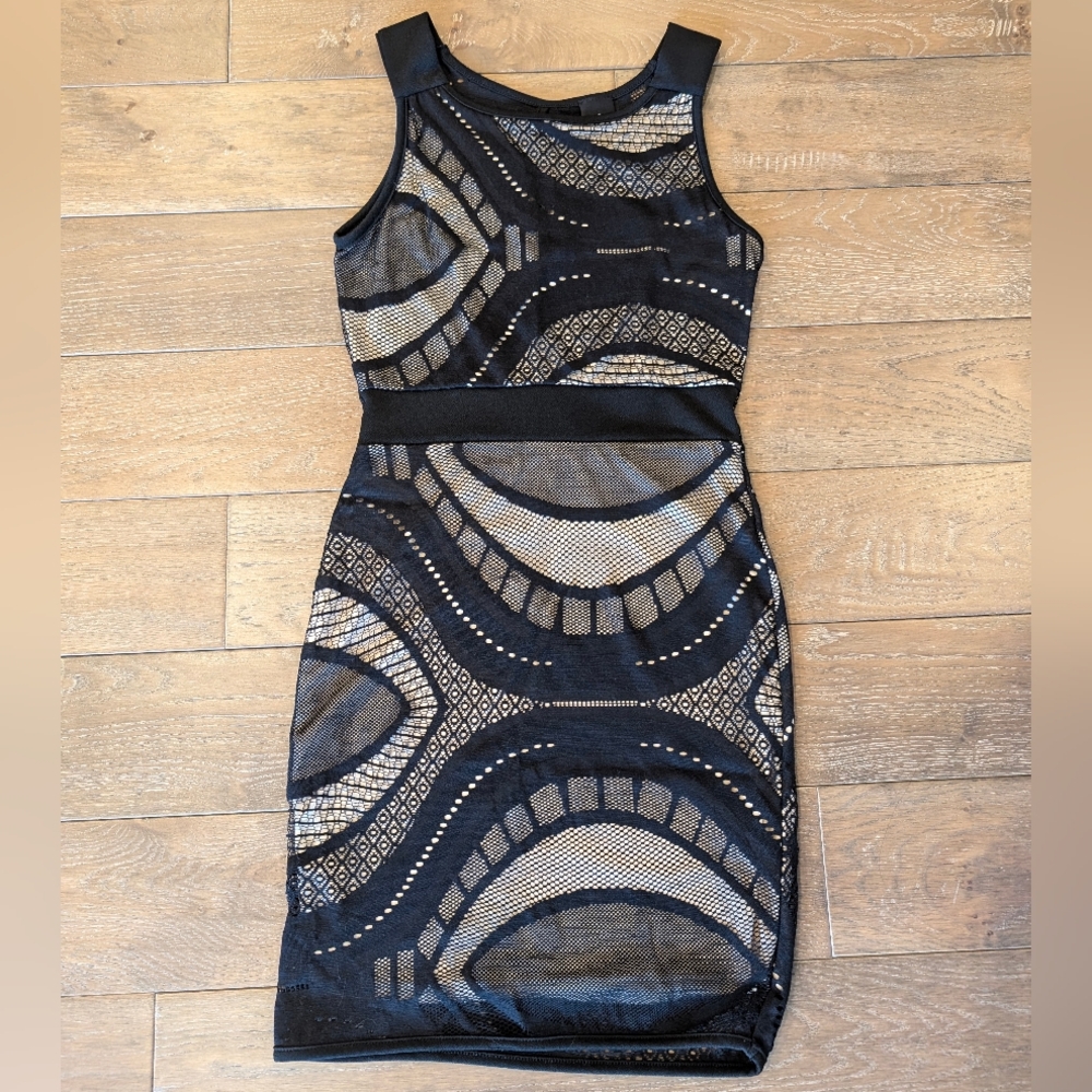 Lace Black Dress with Nude Cutouts